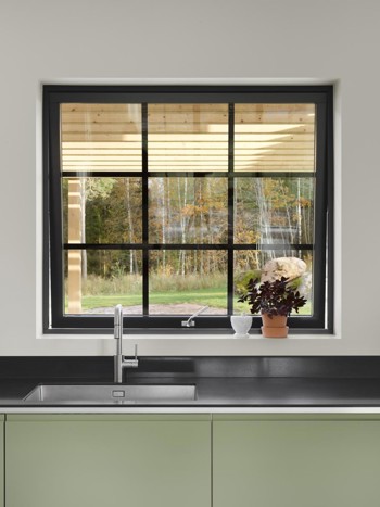 Svarta fönster med spröjs