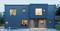 Modernt hus med fönster utan spröjs